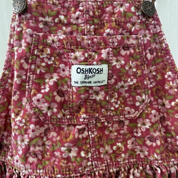 Oshkosh B'gosh Pink Floral Corduroy Overall Dress Jumper Girls Size 4T - Picture 5 of 11